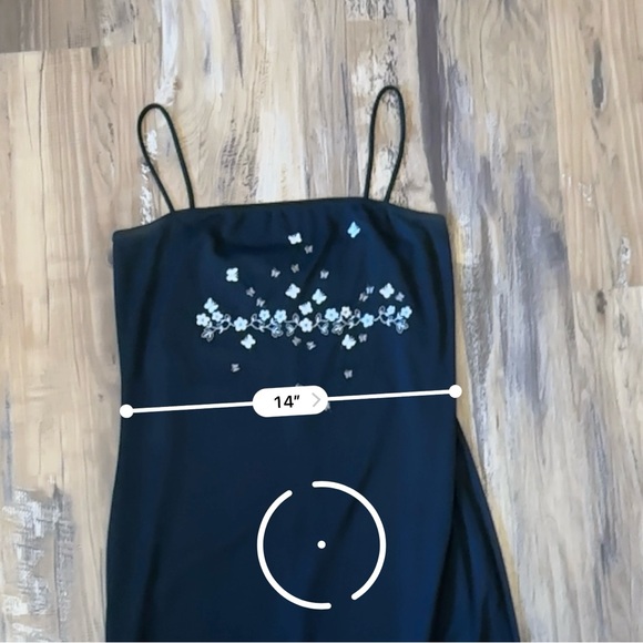 VTG 90s Black Mesh Layered Floral Embroidered Butterfly Square Neck Gown Dress - Picture 10 of 10